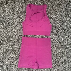 Pink Cutout Top and Shorts Set